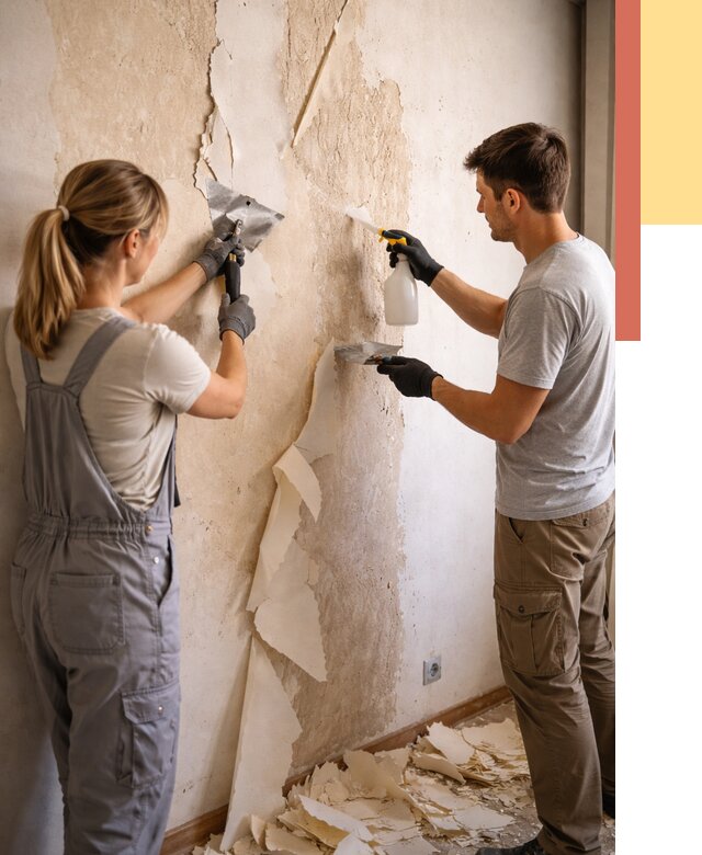 Снятие старых обоев в Североуральске от 5408 руб. под ключ недорого | ОТДЕЛОЧНИК-Сву