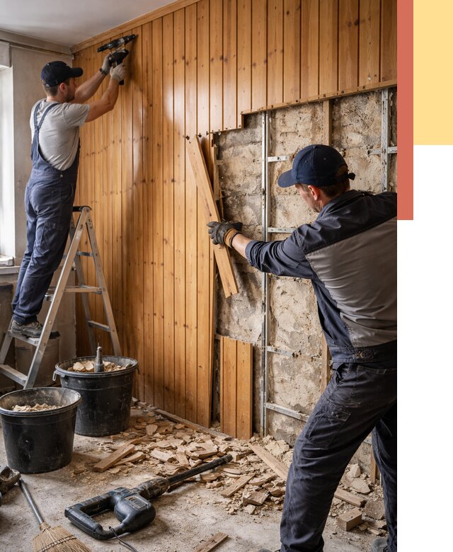 Демонтаж вагонки со стен в Североуральске от 1494 руб. — снятие, удаление, срочно | ОТДЕЛОЧНИК-Сву