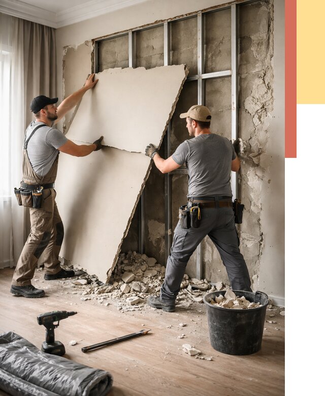 Демонтаж гипсокартона со стен в Североуральске от 361 руб. — услуги демонтажа | ОТДЕЛОЧНИК-Сву