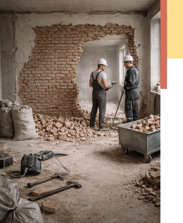 Демонтаж кирпичных стен в Североуральске от 4326 руб. — быстро, недорого, под ключ | ОТДЕЛОЧНИК-Сву