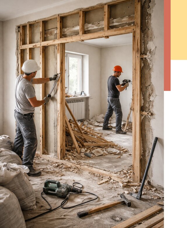 Демонтаж деревянных перегородок в Североуральске от 3296 руб. — быстро и недорого | ОТДЕЛОЧНИК-Сву