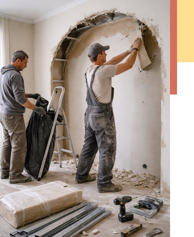 Демонтаж арки из гипсокартона в Североуральске от 3605 руб. — услуги под ключ | ОТДЕЛОЧНИК-Сву