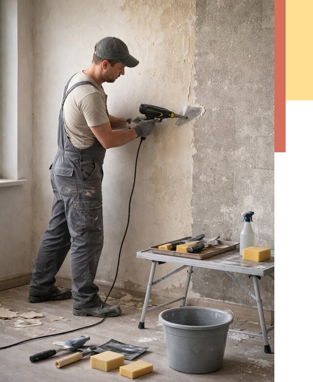 Очистка стен от клея в Североуральске от 1906 руб. — снятие и удаление клея со стен | ОТДЕЛОЧНИК-Сву