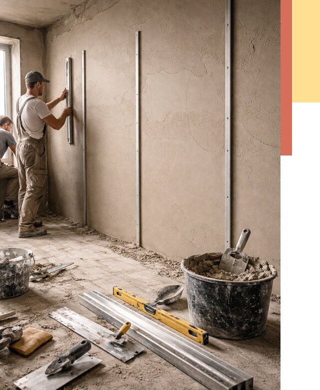 Штукатурка стен по маякам в Североуральске от 5666 руб./м² — выравнивание под ключ | ОТДЕЛОЧНИК-Сву