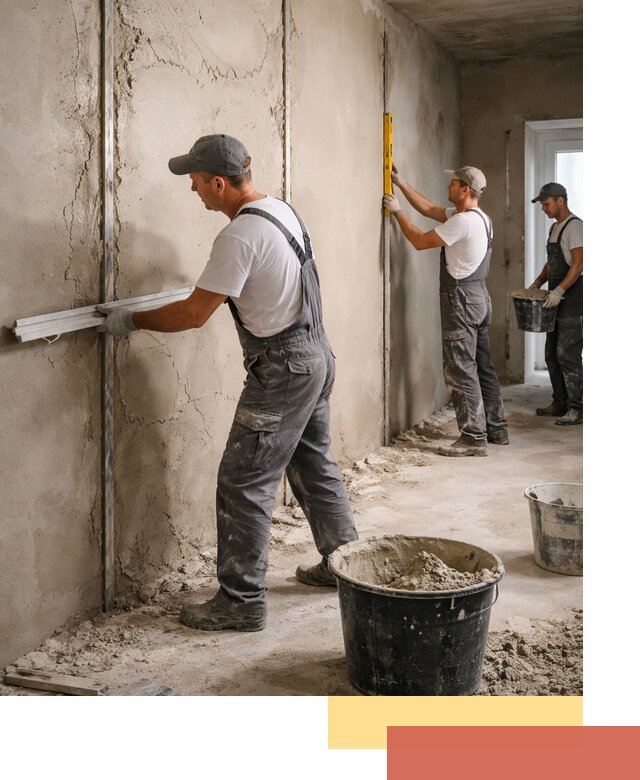 Штукатурка стен по маякам в Североуральске — точная и ровная поверхность