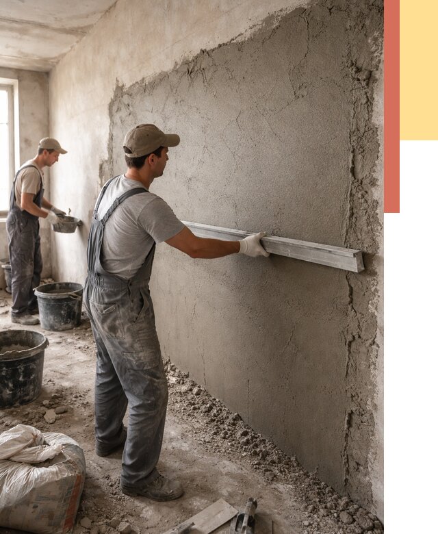 Цементная штукатурка стен в Североуральске от 4635 руб/м2 — быстро и недорого | ОТДЕЛОЧНИК-Сву