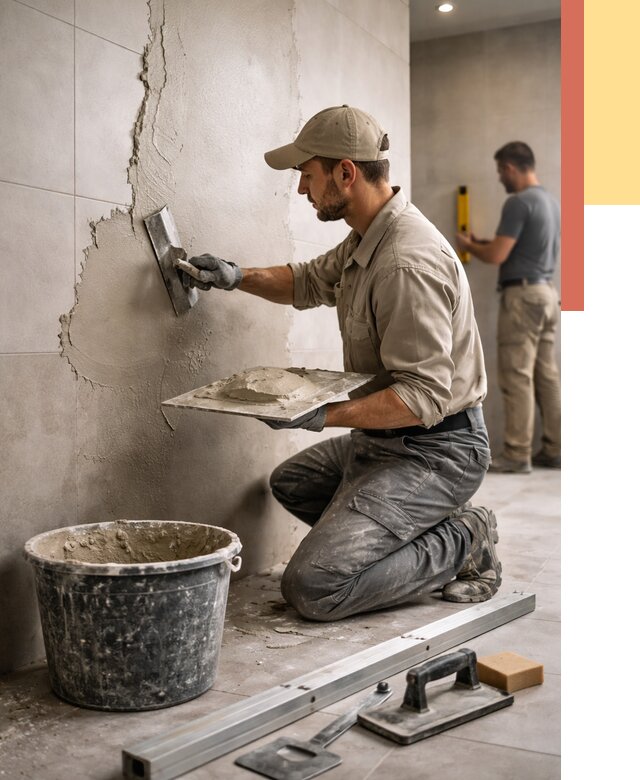 Штукатурка стен в ванной в Североуральске от 4635 руб./м² — выравнивание под ключ | ОТДЕЛОЧНИК-Сву