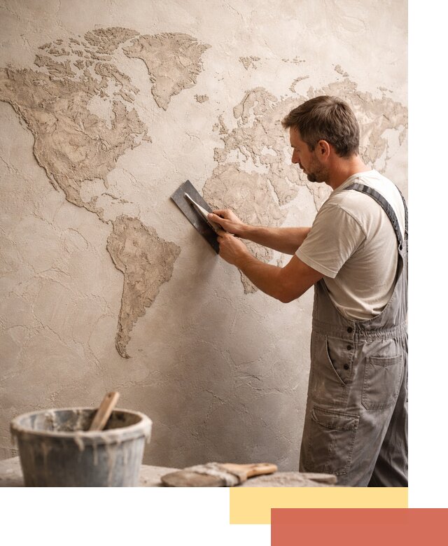 Декоративная штукатурка «Карта мира» под ключ в Североуральске