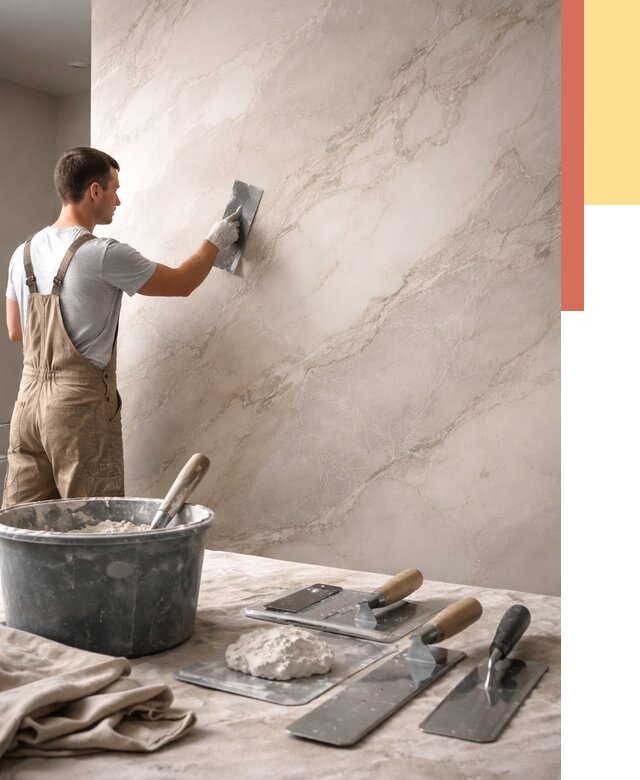 Декоративная штукатурка под мрамор в Североуральске от 2884 руб./м² — быстро и недорого | ОТДЕЛОЧНИК-Сву