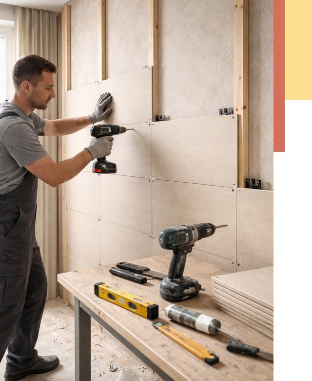 Монтаж МДФ панелей на стены в Североуральске от 1288 руб. под ключ | ОТДЕЛОЧНИК-Сву