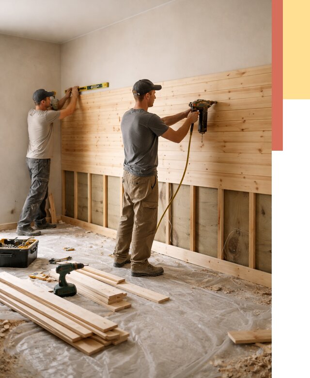 Монтаж деревянной вагонки на стены в Североуральске от 7726 руб. | Услуги монтажа вагонки | ОТДЕЛОЧНИК-Сву