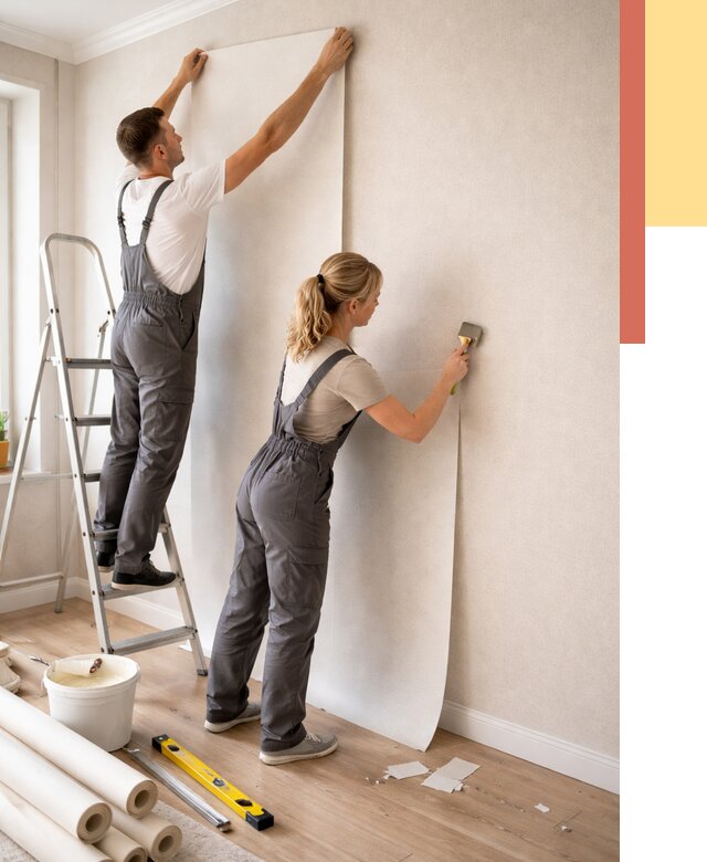 Поклейка флизелиновых обоев в Североуральске от 6181 руб. | Быстро и недорого — ОТДЕЛОЧНИК-Сву