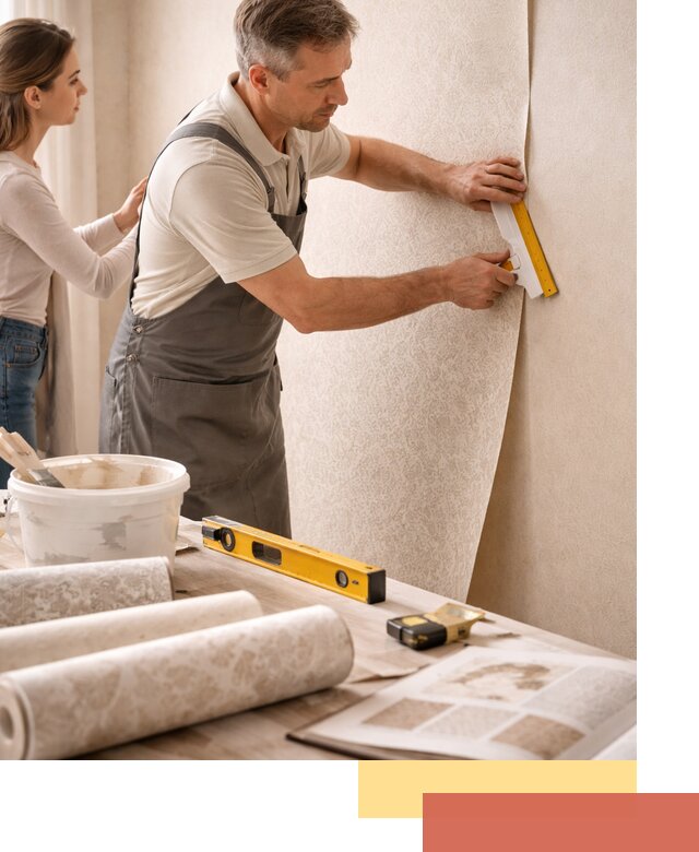 Поклейка обоев с подбором рисунка в Североуральске