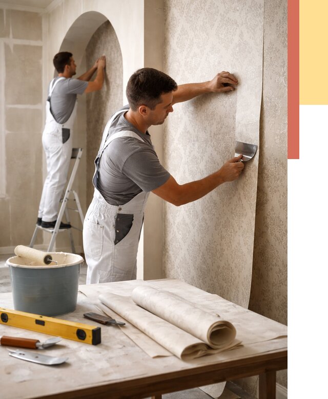 Поклейка обоев на сложные стены в Североуральске от 2884 руб. под ключ | ОТДЕЛОЧНИК-Сву