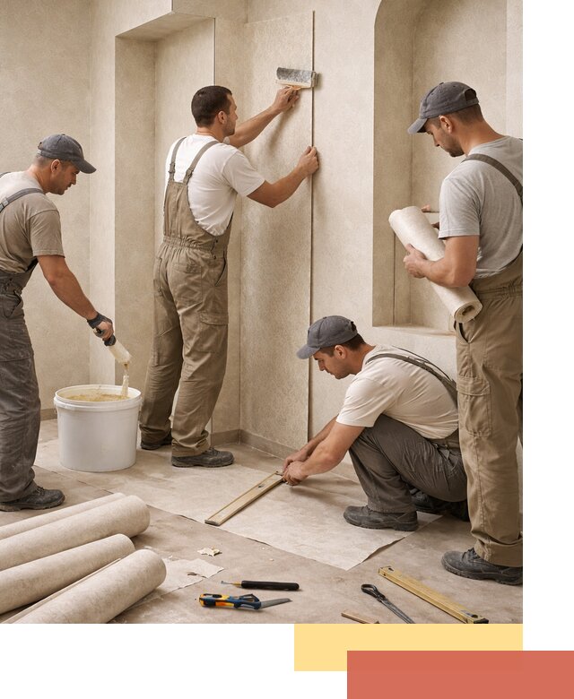 Поклейка обоев на сложные стены и неровные поверхности в Североуральске