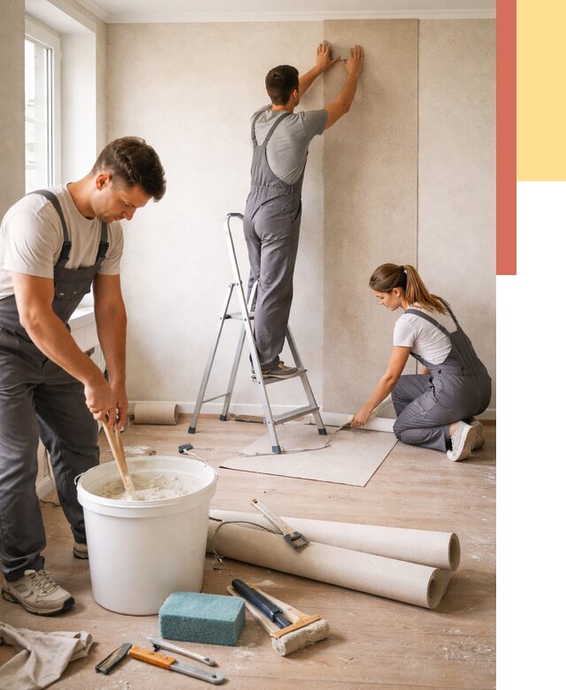 Оклейка стен обоями в Североуральске от 3605 руб/м2 — быстро и недорого | ОТДЕЛОЧНИК-Сву