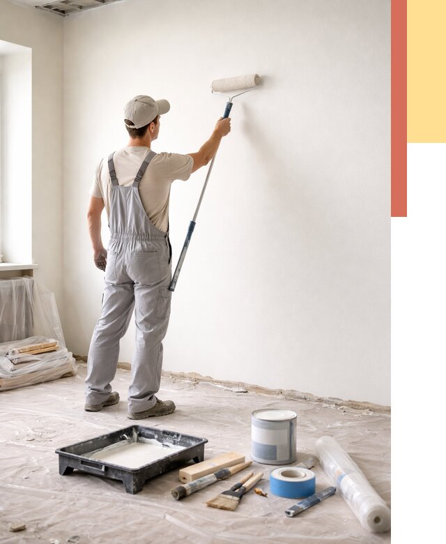 Покраска стен водоэмульсионной краской в Североуральске от 464 руб. за м² | ОТДЕЛОЧНИК-Сву