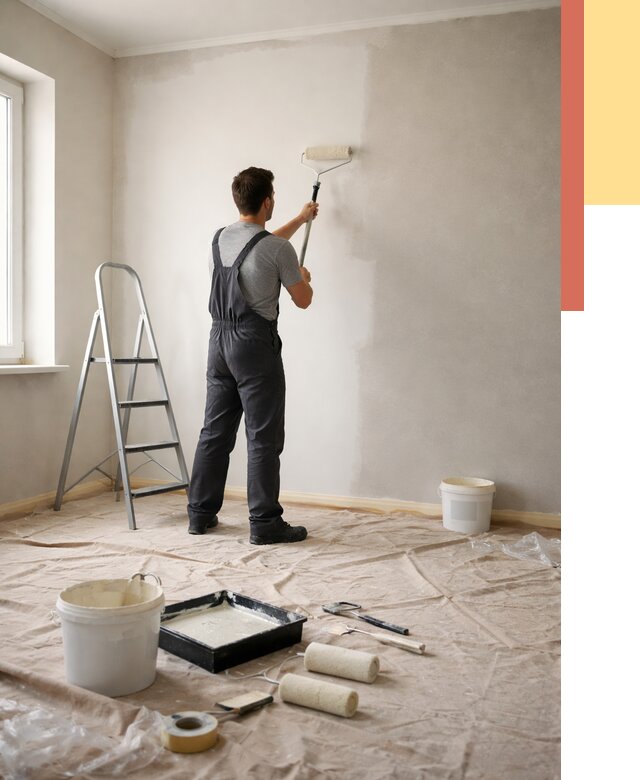 Покраска стен моющейся краской в Североуральске от 361 руб./м² — быстро и недорого | ОТДЕЛОЧНИК-Сву