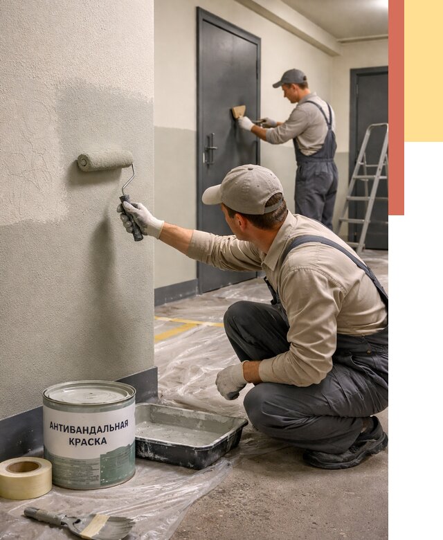 Покраска стен антивандальной краской в Североуральске от 4635 руб./м² под ключ | ОТДЕЛОЧНИК-Сву