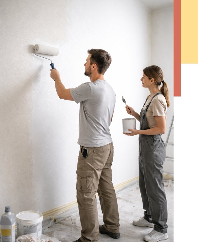 Окраска стен по стеклохолсту в Североуральске от 4635 руб/м² под ключ | ОТДЕЛОЧНИК-Сву