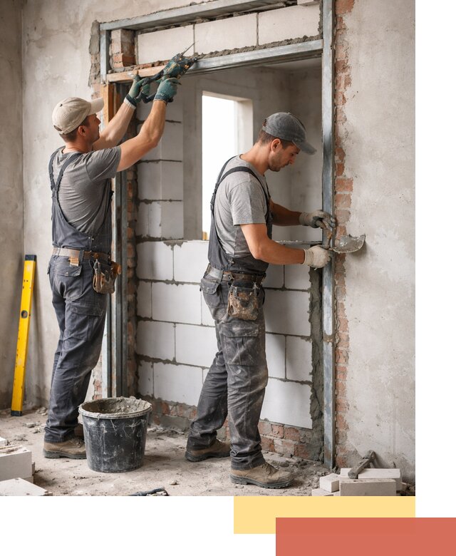 Закладка дверного проема под ключ в Североуральске: демонтаж, монтаж, отделка