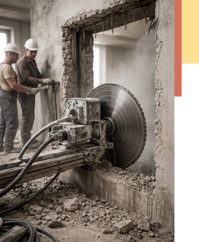 Алмазная резка проемов в Североуральске от 4635 руб. быстро и недорого | ОТДЕЛОЧНИК-Сву