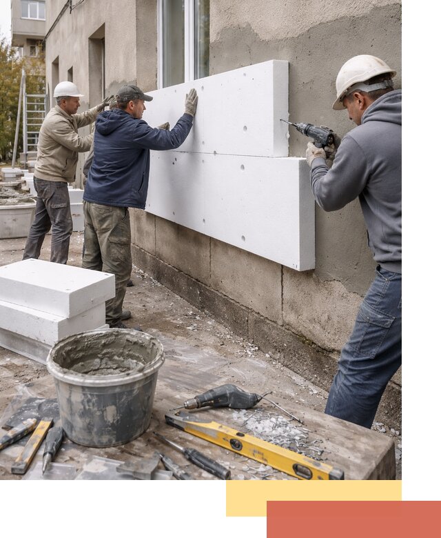 Утепление наружных стен пенопластом в Североуральске