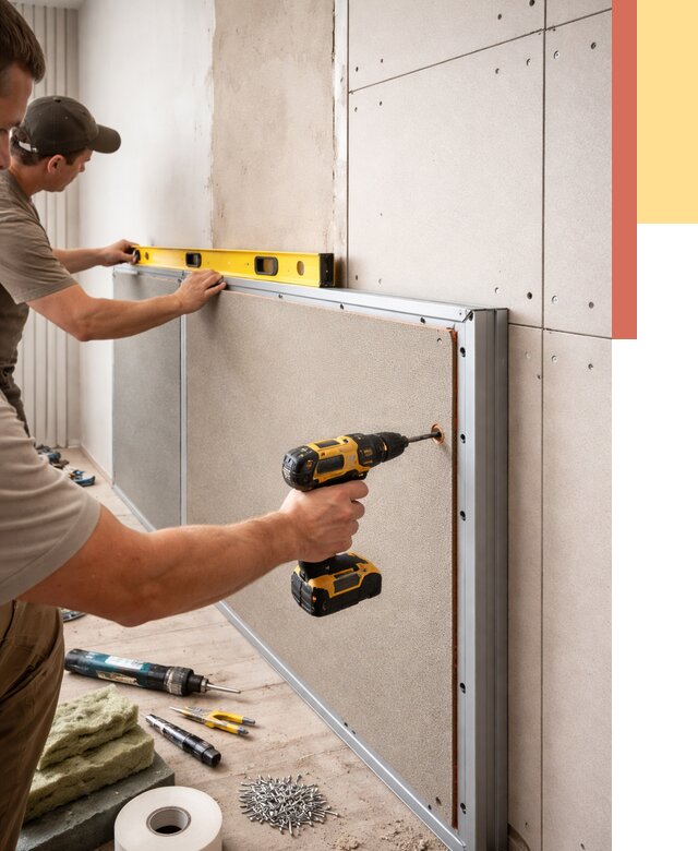 Шумоизоляция стен панелями ЗИПС в Североуральске от 2266 руб./м² под ключ | ОТДЕЛОЧНИК-Сву