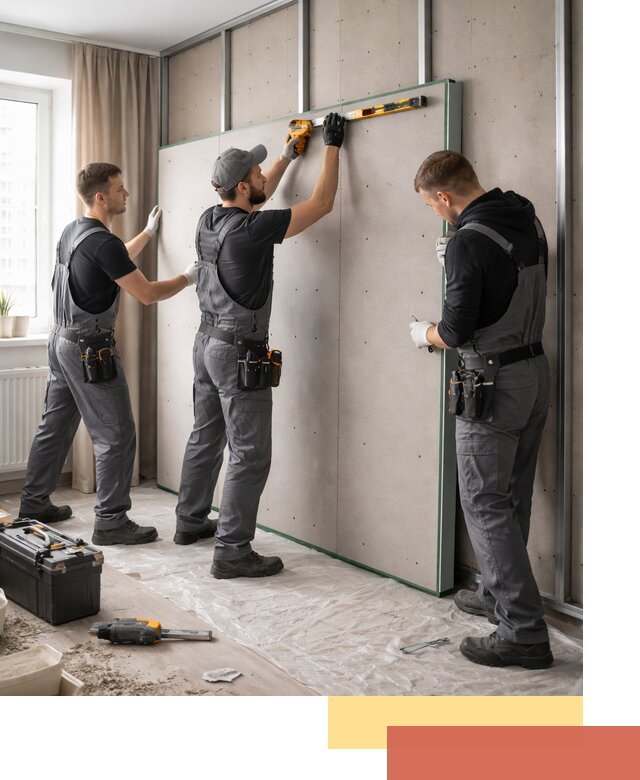 Шумоизоляция стен панелями ЗИПС в Североуральске для жилых и коммерческих помещений