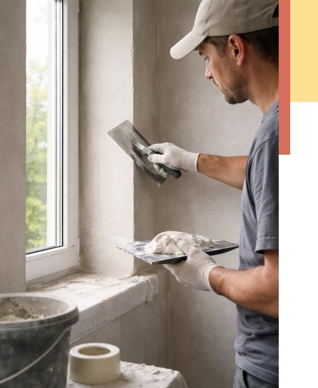 Штукатурка откосов в Североуральске от 4635 руб/м² — услуги и выравнивание под ключ | ОТДЕЛОЧНИК-Сву