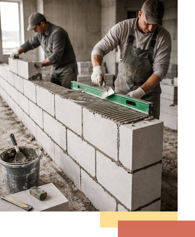 Кладка перегородок из газобетона в Североуральске быстро и качественно