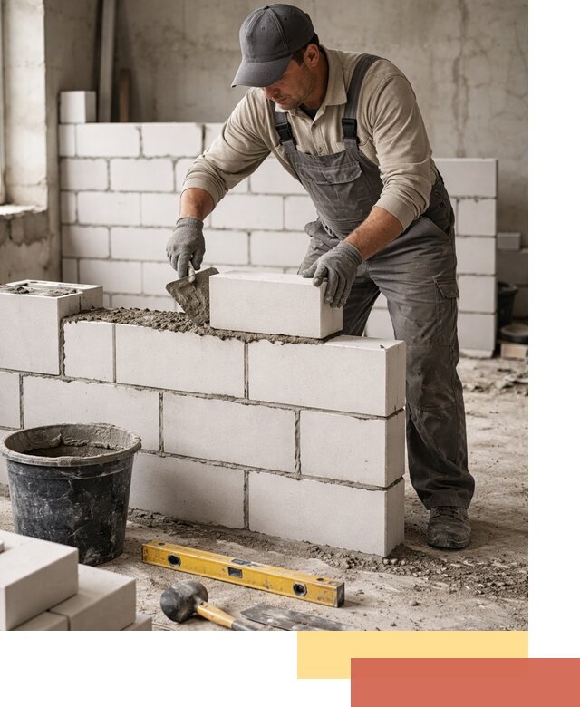 Кладка перегородок из силикатного блока в Североуральске