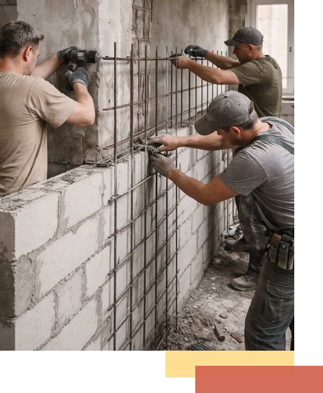 Армирование кладки перегородок в Североуральске профессионально и надёжно