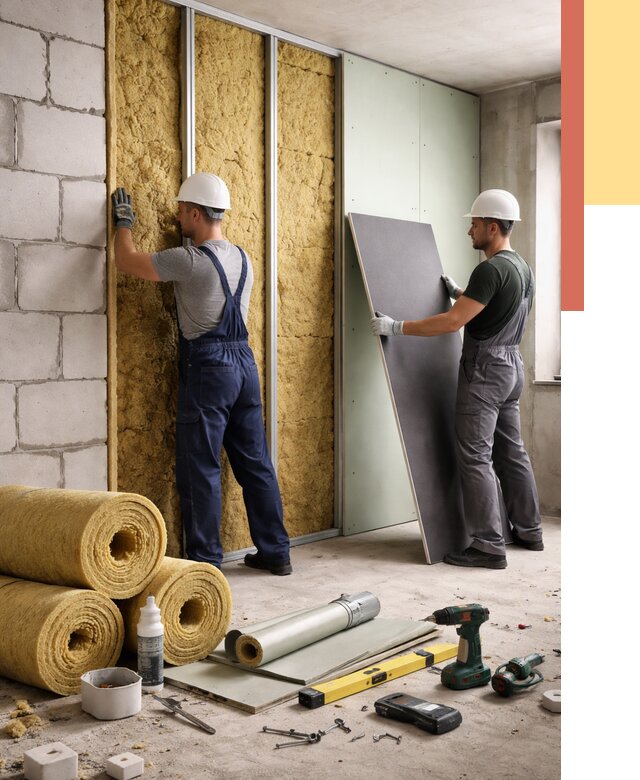 Шумоизоляция перегородок из блоков в Североуральске от 1906 руб./м² — быстро и недорого | ОТДЕЛОЧНИК-Сву