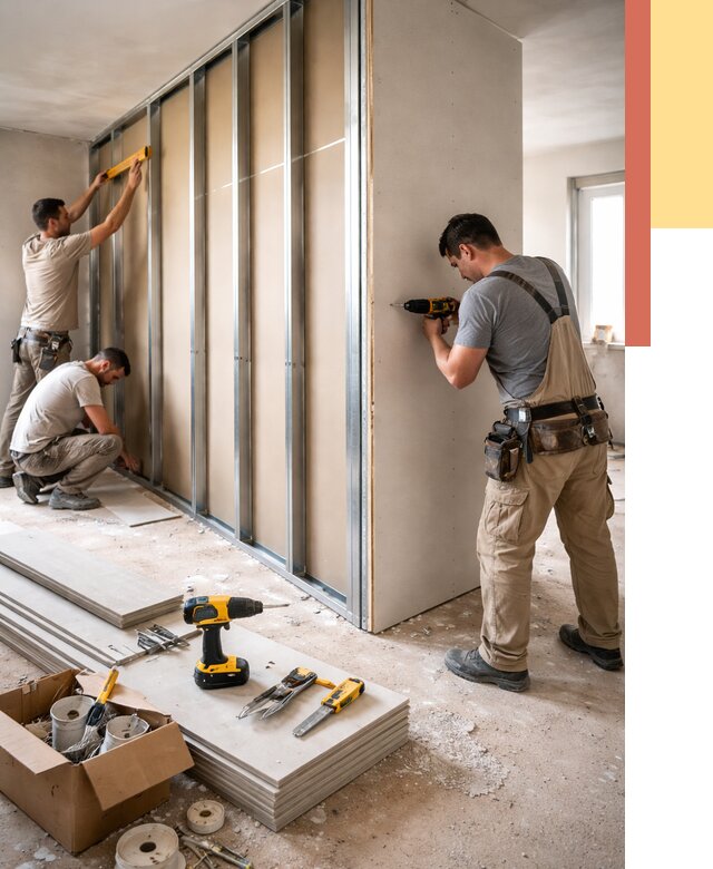 Монтаж однослойной перегородки из гипсокартона в Североуральске от 670 руб. | ОТДЕЛОЧНИК-Сву