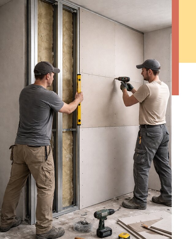 Монтаж двухслойной перегородки из гипсокартона в Североуральске от 1494 руб. | ОТДЕЛОЧНИК-Сву