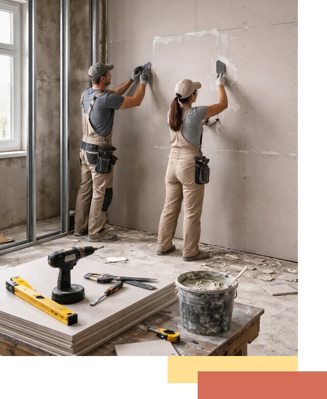 Монтаж двухслойной перегородки из гипсокартона в Североуральске