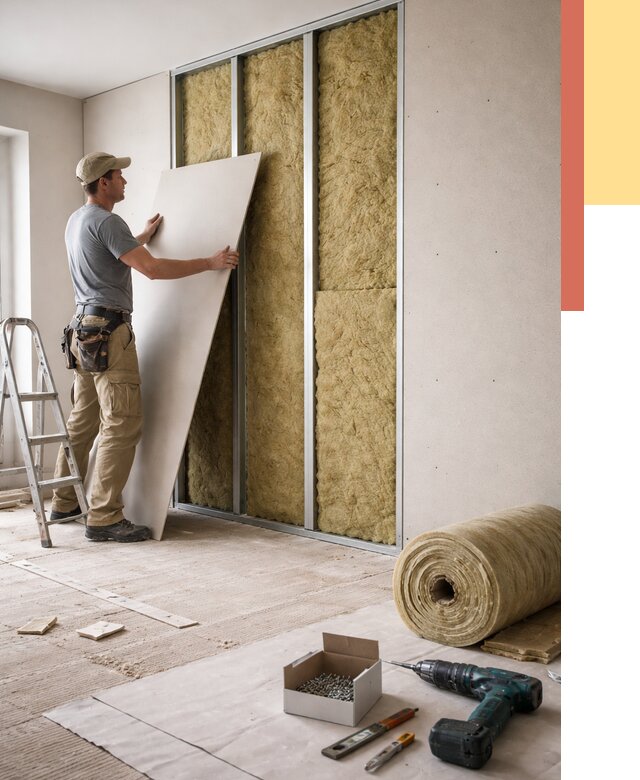 Перегородка из гипсокартона с шумоизоляцией в Североуральске от 3214 руб. | ОТДЕЛОЧНИК-Сву