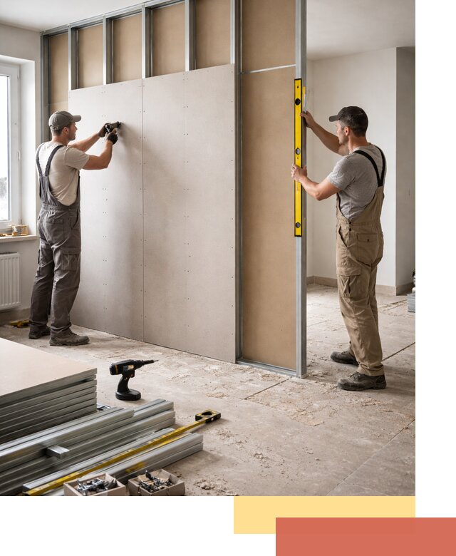 Зонирующая перегородка из гипсокартона под ключ в Североуральске