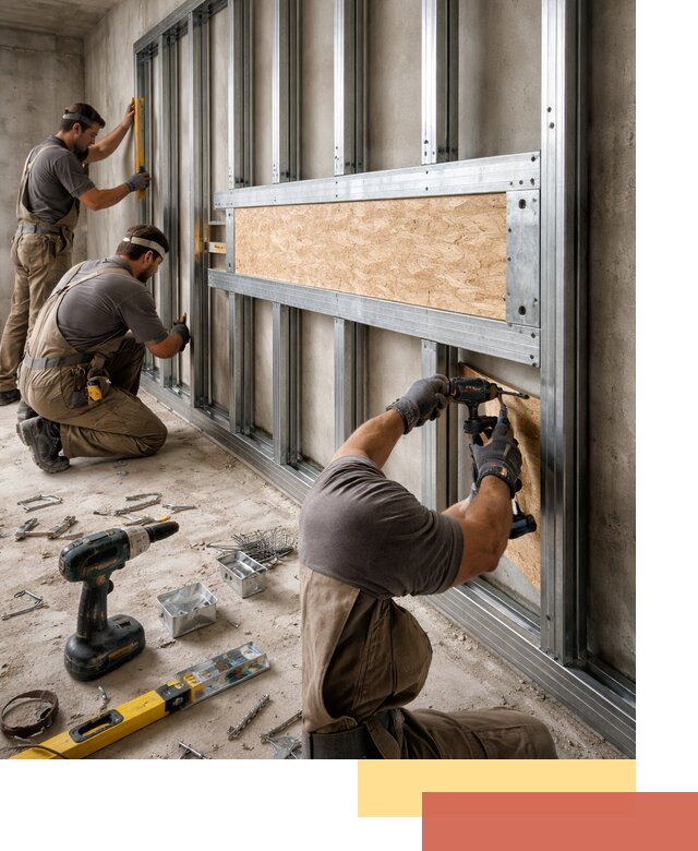 Усиленная перегородка для крепления тяжёлых конструкций в Североуральске