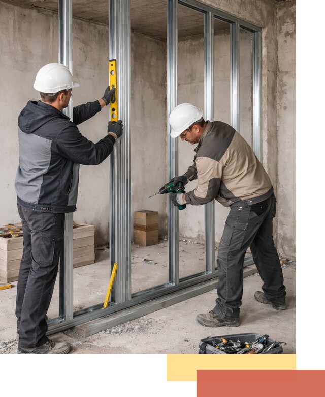 Монтаж каркаса перегородки из профиля в Североуральске