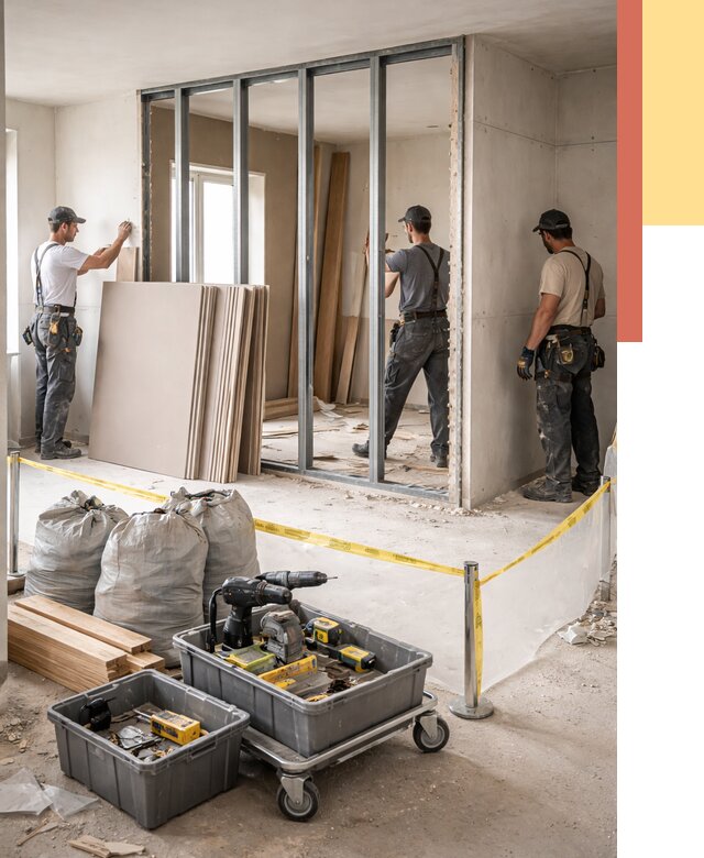 Перенос гипсокартонной перегородки в Североуральске под ключ от 4635 руб. | Демонтаж и монтаж – ОТДЕЛОЧНИК-Сву