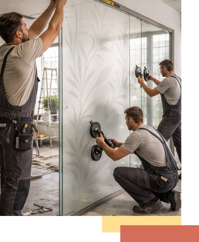 Стеклянные перегородки с рисунком на заказ в Североуральске