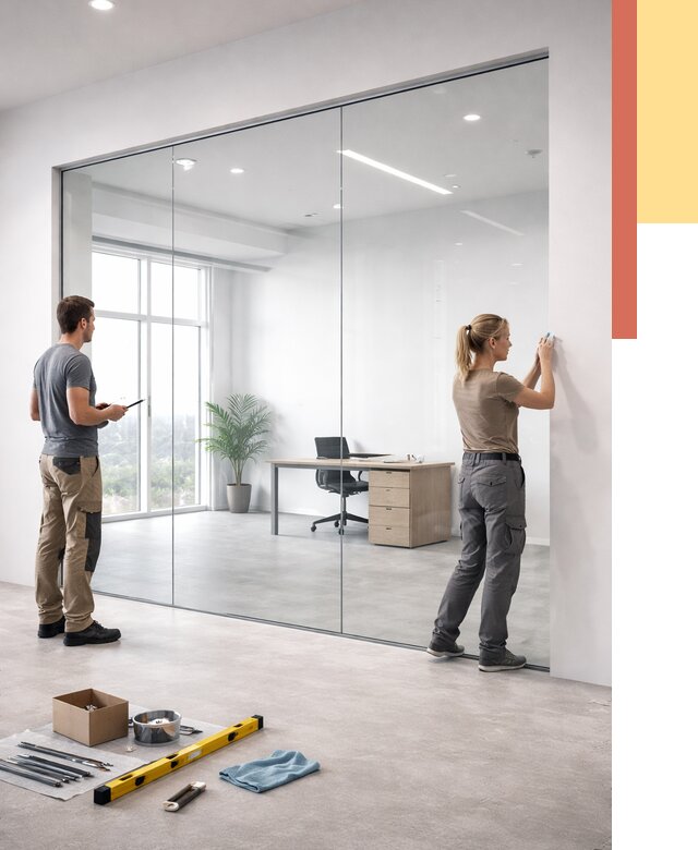 Перегородки из закаленного стекла в Североуральске от 9786 руб. под ключ | ОТДЕЛОЧНИК-Сву