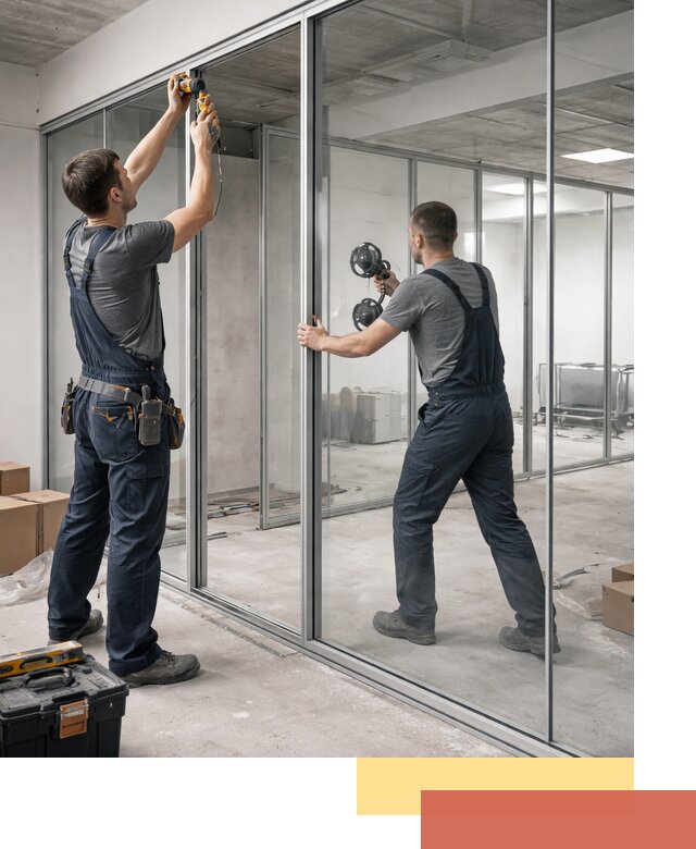 Алюминиевые перегородки со стеклом в Североуральске — изготовление и монтаж