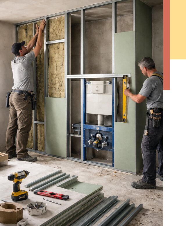 Установка сантехнических перегородок в Североуральске от 8756 руб. | ОТДЕЛОЧНИК-Сву