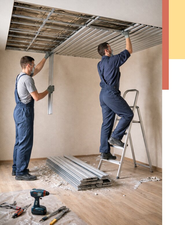 Демонтаж реечного потолка в Североуральске от 4635 руб. быстро и недорого | ОТДЕЛОЧНИК-Сву