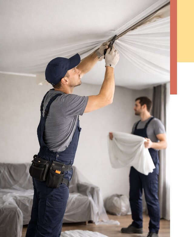 Демонтаж натяжного потолка в Североуральске от 4635 руб. — снятие и разбор под ключ | ОТДЕЛОЧНИК-Сву