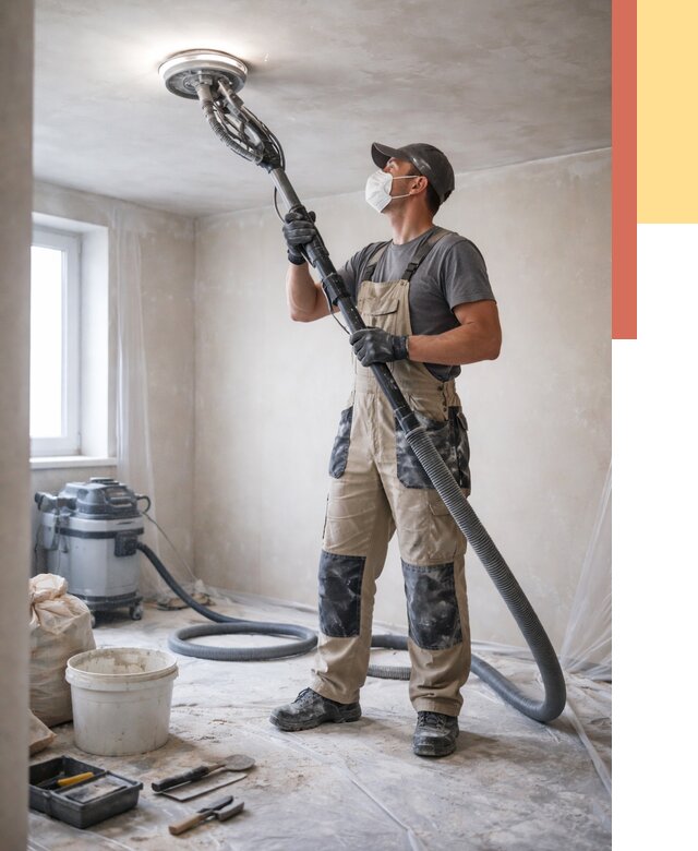 Шлифовка потолка в Североуральске от 3605 руб. — услуги шлифования потолка | ОТДЕЛОЧНИК-Сву