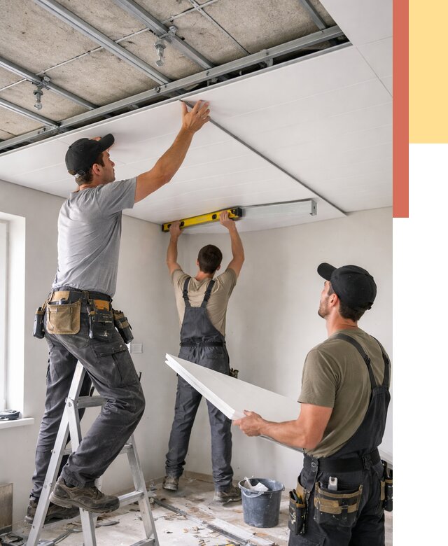 Монтаж потолка из ПВХ панелей в Североуральске от 3605 руб./м2 — быстро и недорого | ОТДЕЛОЧНИК-Сву